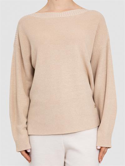 Свитер с вырезом-лодочкой из органической хлопчатобумажной смеси KZK6962BEJ