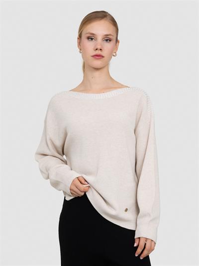 Свитер с вырезом-лодочкой из органической хлопчатобумажной смеси KZK6962AÇIK BEJ