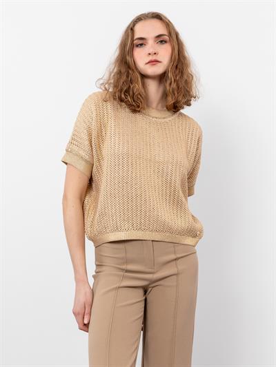 Свитер с отделкой металлизированной веревкой из смеси органического хлопка KZK8024BEJ