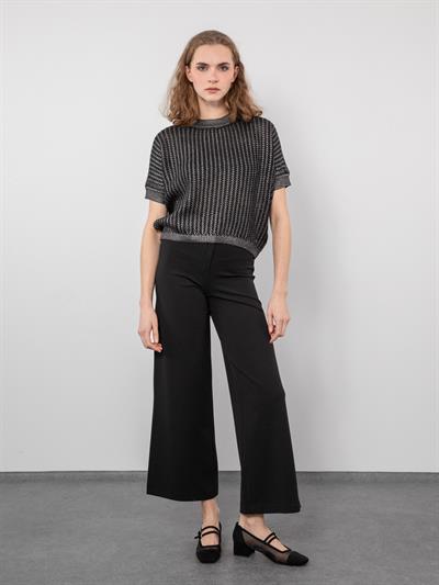 Свитер с отделкой металлизированной веревкой из смеси органического хлопка KZK8024SIYAH