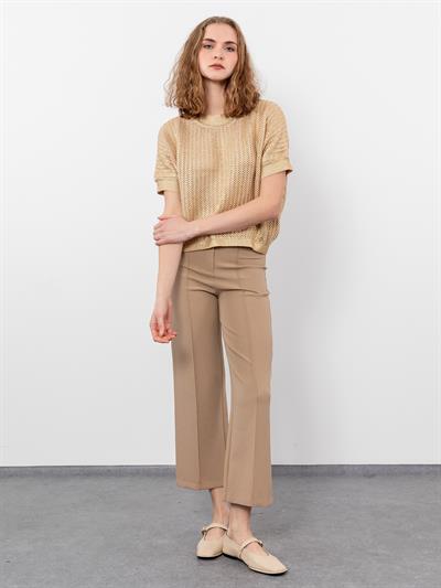 Свитер с отделкой металлизированной веревкой из смеси органического хлопка KZK8024BEJ