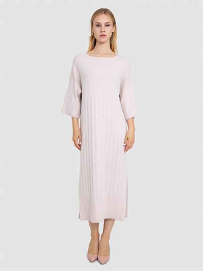 Платье из органического материала с металлизированной нитью ELB7364PUDRA