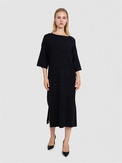 Платье из органического материала с металлизированной нитью ELB7364SİYAH