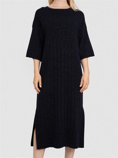 Платье из органического материала с металлизированной нитью ELB7364SİYAH