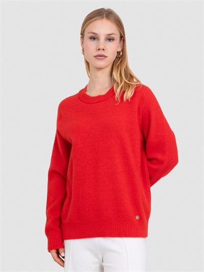 Свитер из органического хлопка с металлизированной нитью KZK7560KIRMIZI