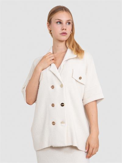 Двубортный кардиган из смеси органического хлопка с металлизированной нитью HRK8248KEMIK