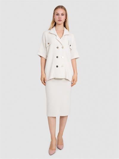 Двубортный кардиган из смеси органического хлопка с металлизированной нитью HRK8248KEMIK