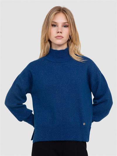 Текстурированный свитер со средним воротником из органического смесового материала. KZK7244SAKS