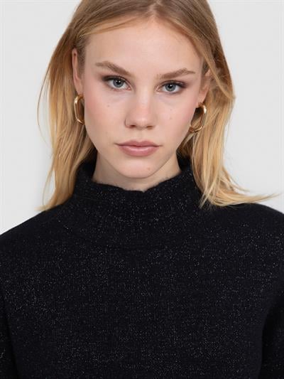 Текстурированный свитер со средним воротником из органического смесового материала. KZK7244SIYAH