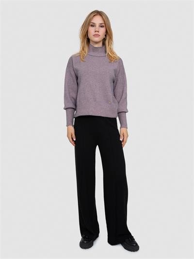 Текстурированный свитер со средним воротником из органического смесового материала. KZK7244ANTRASIT PUDRA