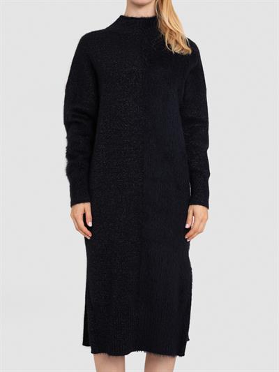 Платье из органического хлопка с начесом и металлизированной нитью ELB8174SIYAH