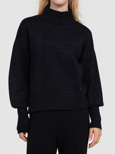 Текстурированный свитер со средним воротником из органического смесового материала. KZK7244SIYAH