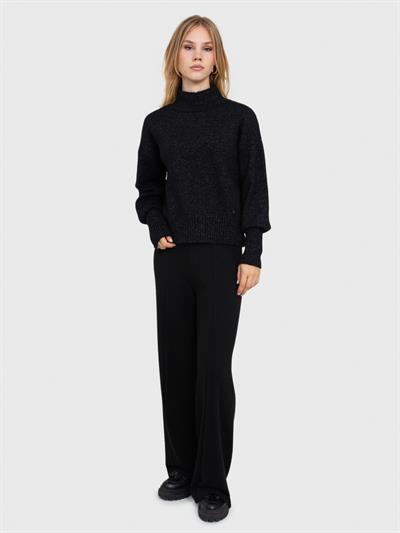 Текстурированный свитер со средним воротником из органического смесового материала. KZK7244SIYAH