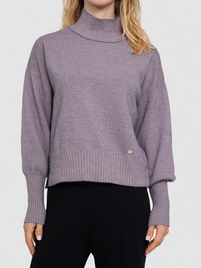 Текстурированный свитер со средним воротником из органического смесового материала. KZK7244ANTRASIT PUDRA