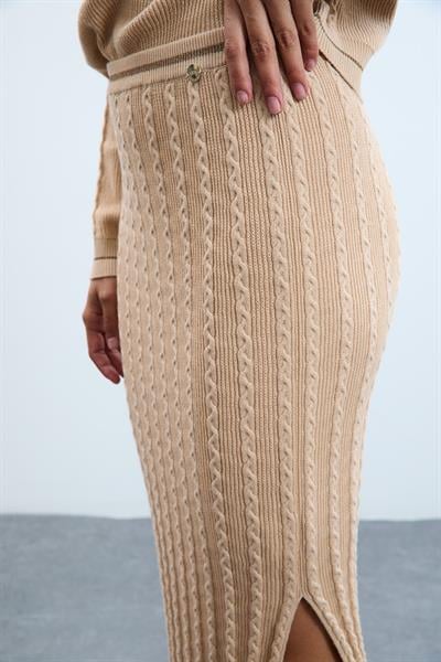 Юбка Миди Из Смеси Органического Хлопка ETK10748 BEJ
