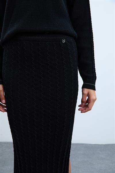 Юбка Миди Из Смеси Органического Хлопка ETK10748 SİYAH