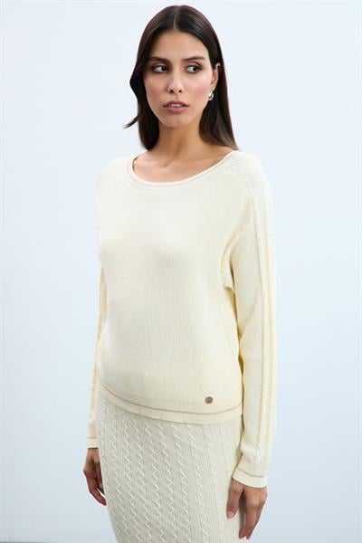 Свитер Из Смеси Органического Хлопка С Деталями На Спине KZK10750 KEMİK