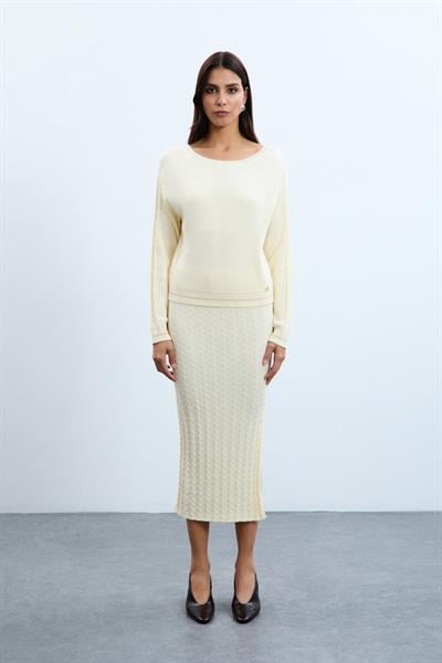 Свитер Из Смеси Органического Хлопка С Деталями На Спине KZK10750 KEMİK