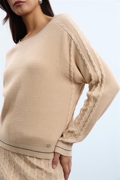 Свитер Из Смеси Органического Хлопка С Деталями На Спине KZK10750 BEJ
