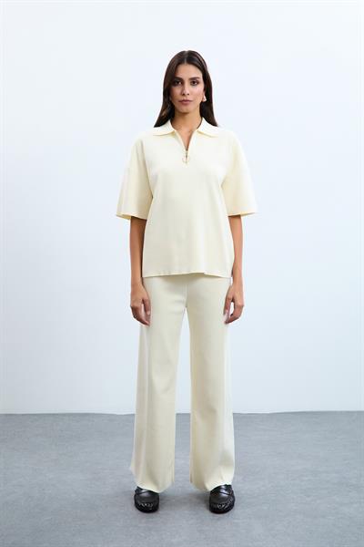 Свитер С Поло Воротником Из Смеси Органического Хлопка KZK10814 KEMİK