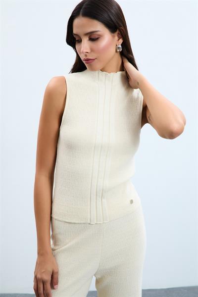 Трикотажный топ с пайетками из смеси органического хлопка ATL10712KEMİK