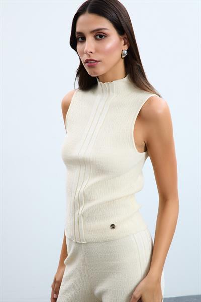 Трикотажный топ с пайетками из смеси органического хлопка ATL10712KEMİK