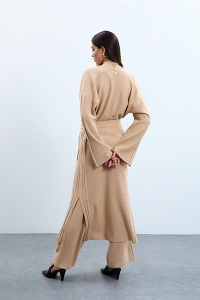 Длинный кардиган из смеси органического хлопка с пайетками HRK10712BEJ