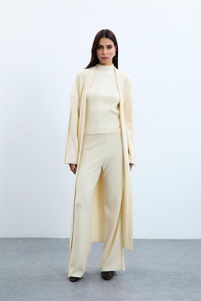 Длинный кардиган из смеси органического хлопка с пайетками HRK10712KEMİK