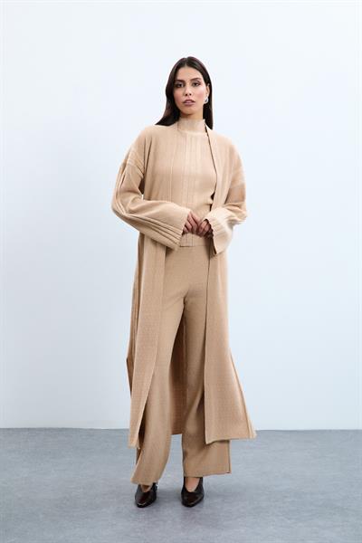 Длинный кардиган из смеси органического хлопка с пайетками HRK10712BEJ