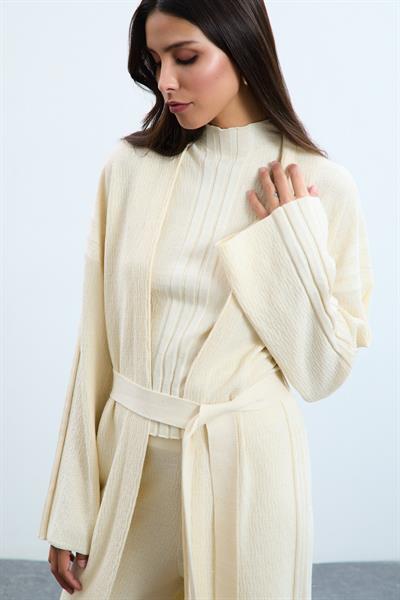 Длинный кардиган из смеси органического хлопка с пайетками HRK10712KEMİK