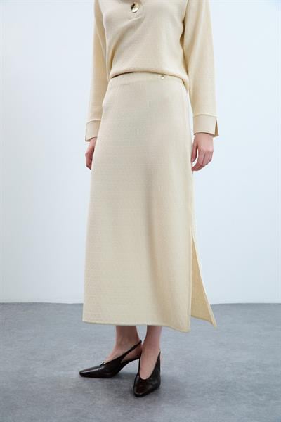 Юбка-миди из органического хлопка с пайетками и разрезами ETK10714KEMIK