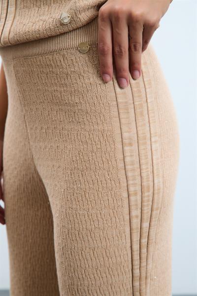 Широкие брюки из органического хлопка с высокой талией и пайетками PNT10712BEJ