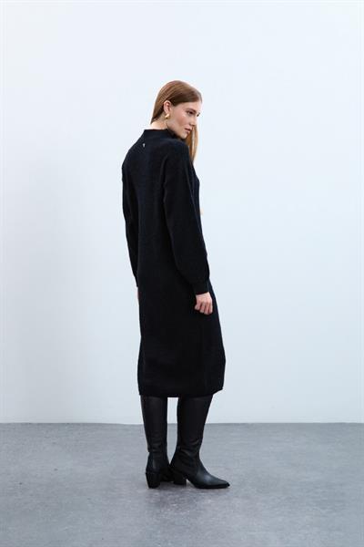 Платье с пайетками и полосатой вязкой из смеси органического хлопка ELB10854SİYAH