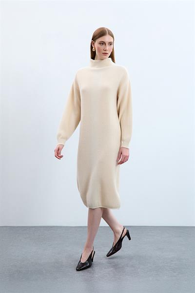 Платье с пайетками и полосатой вязкой из смеси органического хлопка ELB10854KEMİK