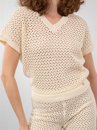 Ажурный свитер из смеси органического хлопка с V-образным вырезом KZK8050KEMIK
