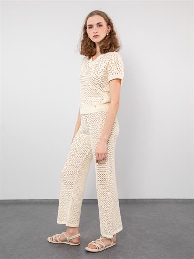 Ажурный свитер из смеси органического хлопка с V-образным вырезом KZK8050KEMIK