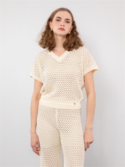 Ажурный свитер из смеси органического хлопка с V-образным вырезом KZK8050KEMIK