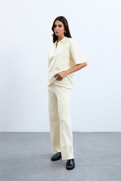 Брюки С Высокой Талией Из Смеси Органического Хлопка PNT10814 KEMİK