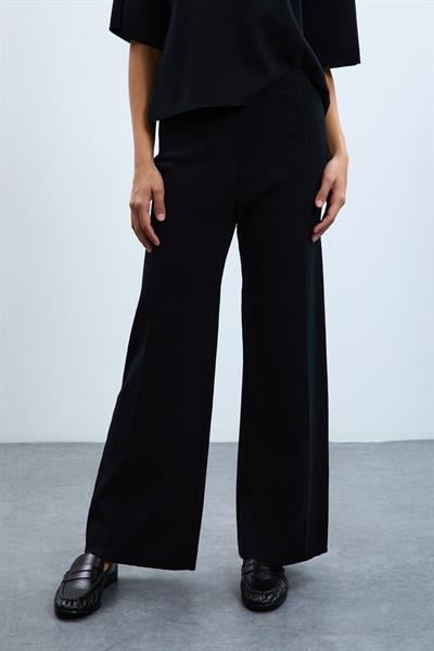 Брюки С Высокой Талией Из Смеси Органического Хлопка PNT10814 SİYAH