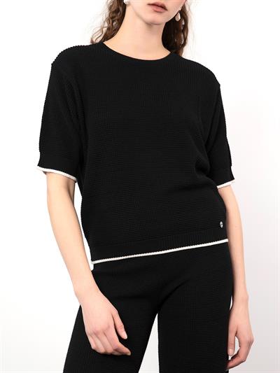 Свитер из смесового органического хлопка с деталями контрастного цвета KZK9314SIYAH