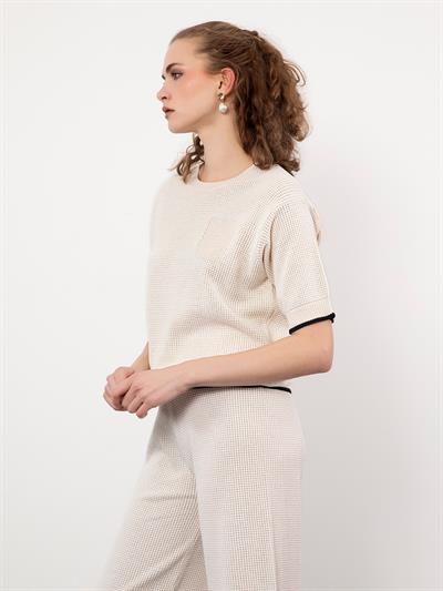 Свитер из смесового органического хлопка с деталями контрастного цвета KZK9314KEMIK