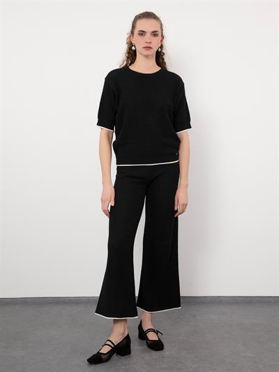 Свитер из смесового органического хлопка с деталями контрастного цвета KZK9314SIYAH