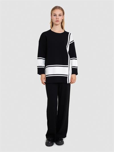 Туника из органического хлопка с контрастными деталями TNK6994SIYAH