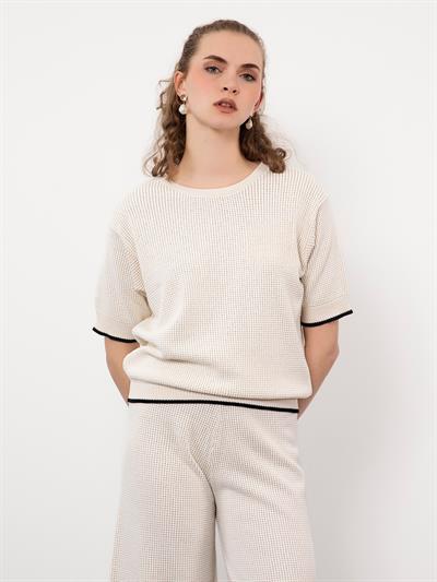 Свитер из смесового органического хлопка с деталями контрастного цвета KZK9314KEMIK