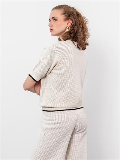 Свитер из смесового органического хлопка с деталями контрастного цвета KZK9314KEMIK