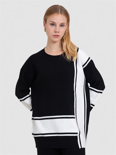 Туника из органического хлопка с контрастными деталями TNK6994SIYAH