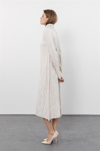 Платье с высоким воротником из смеси органического хлопка и шерсти с металлическими нитями ELB9920KEMİK