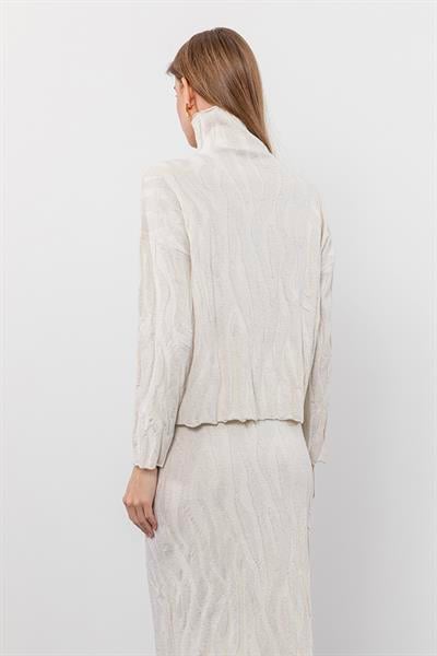 Свитер С Высоким Воротником Из Смеси Органического Хлопка И Шерсти С Металлизированными Нитями KZK9922 KEMİK