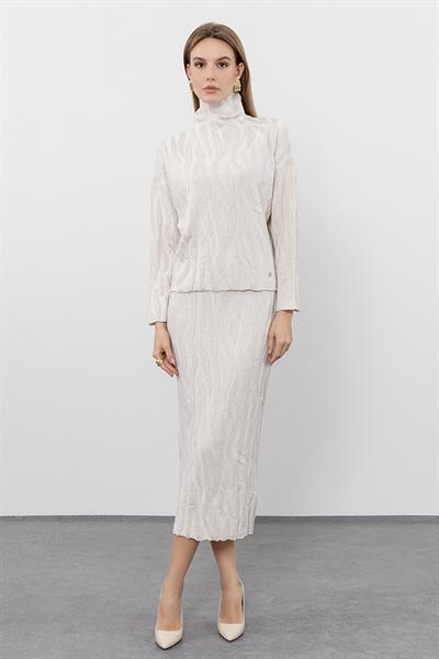 Свитер С Высоким Воротником Из Смеси Органического Хлопка И Шерсти С Металлизированными Нитями KZK9922 KEMİK