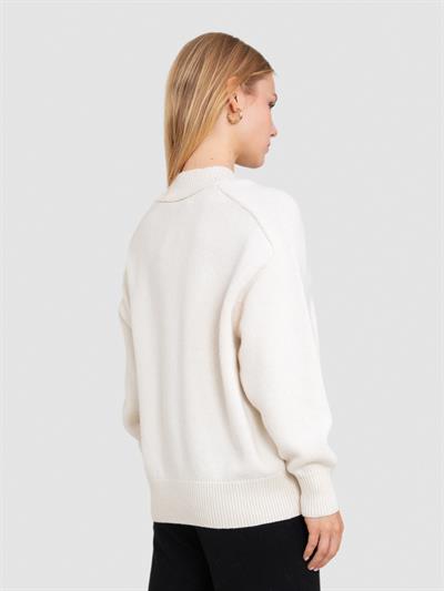 Свитер с V-образным вырезом из смеси органической шерсти и хлопка KZK8706KEMIK